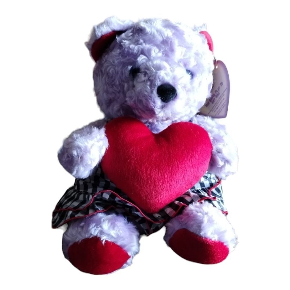 Sugar Loaf Purple Teddy Bear Holding Heart Plush Toy